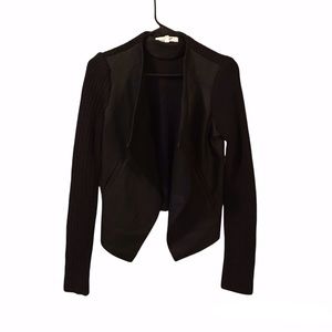 BB Dakota Black Faux Leather Sweater Cardigan Size Extra Small